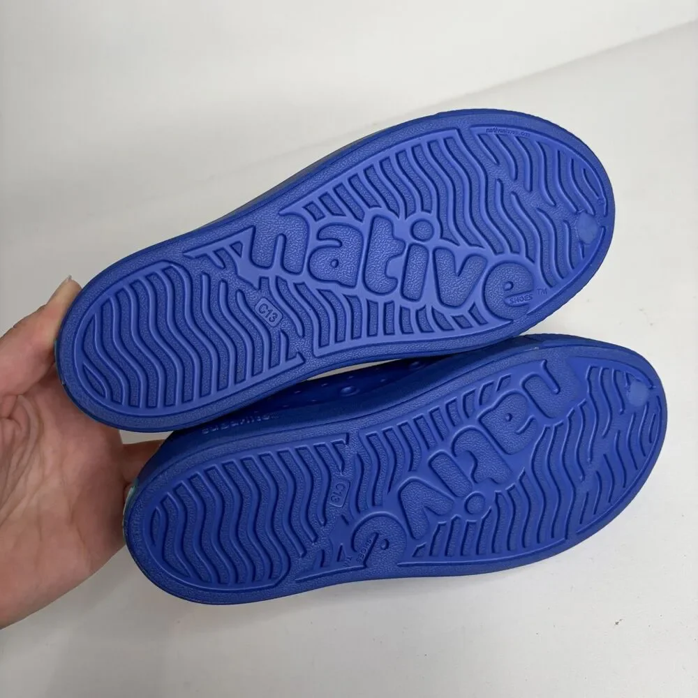 Native Shoes Cozy Jefferson Blue Faux Fur Slip On Cozy Clogs Kids C13
